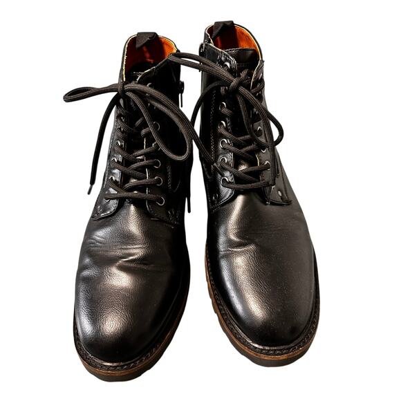 Steve Madden Men's Black Leather Lace-Up Boots, Size 12, Excellent Pre-Owned - Picture 2 of 6